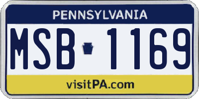 PA license plate MSB1169
