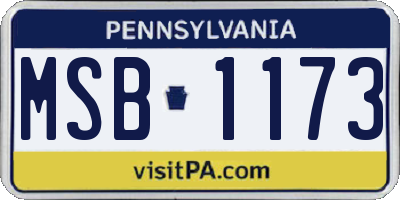 PA license plate MSB1173