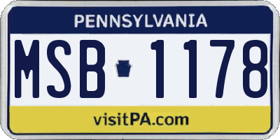 PA license plate MSB1178