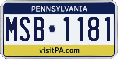 PA license plate MSB1181