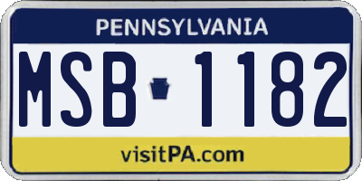 PA license plate MSB1182