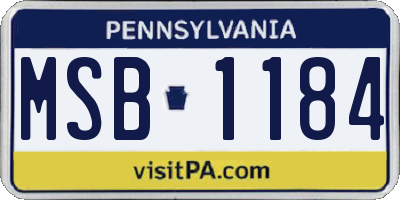 PA license plate MSB1184
