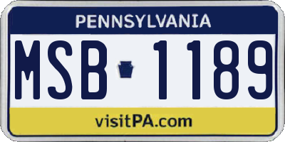 PA license plate MSB1189