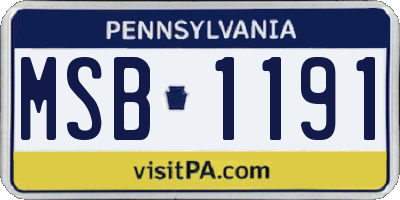 PA license plate MSB1191