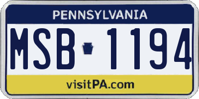 PA license plate MSB1194