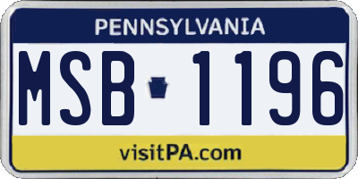 PA license plate MSB1196
