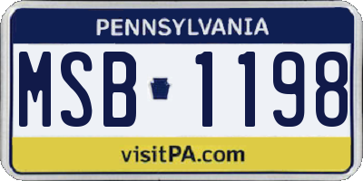 PA license plate MSB1198