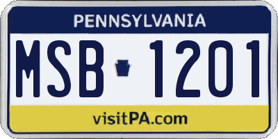 PA license plate MSB1201