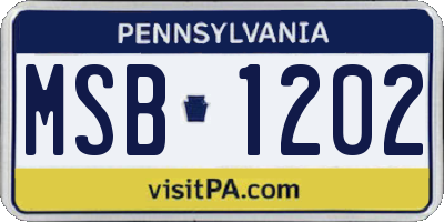 PA license plate MSB1202
