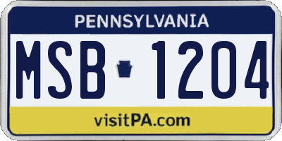 PA license plate MSB1204