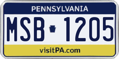 PA license plate MSB1205