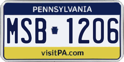 PA license plate MSB1206