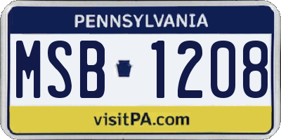 PA license plate MSB1208