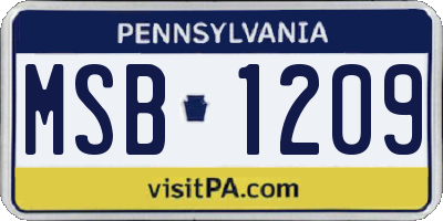 PA license plate MSB1209