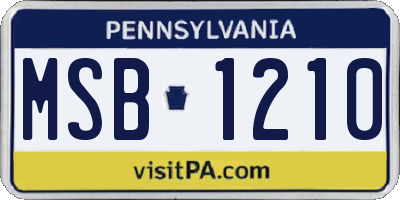 PA license plate MSB1210