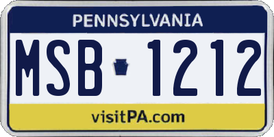 PA license plate MSB1212