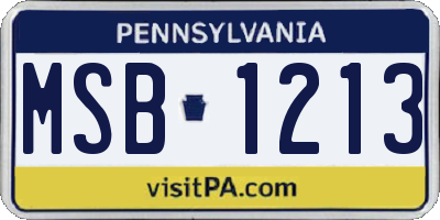 PA license plate MSB1213