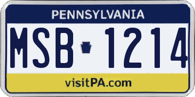 PA license plate MSB1214