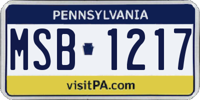 PA license plate MSB1217
