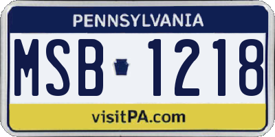 PA license plate MSB1218