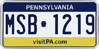 PA license plate MSB1219