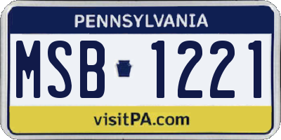 PA license plate MSB1221