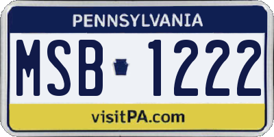 PA license plate MSB1222
