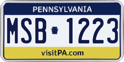 PA license plate MSB1223