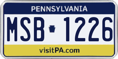 PA license plate MSB1226