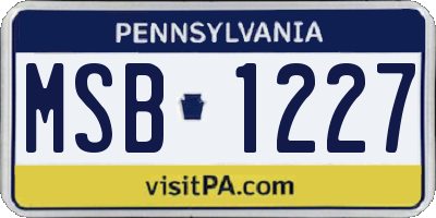 PA license plate MSB1227
