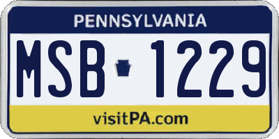 PA license plate MSB1229