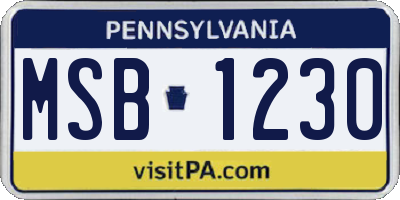 PA license plate MSB1230