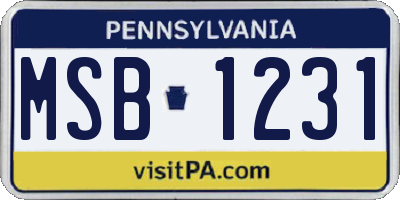 PA license plate MSB1231