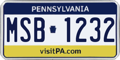 PA license plate MSB1232