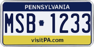 PA license plate MSB1233
