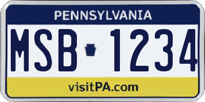 PA license plate MSB1234