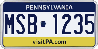 PA license plate MSB1235