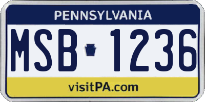 PA license plate MSB1236