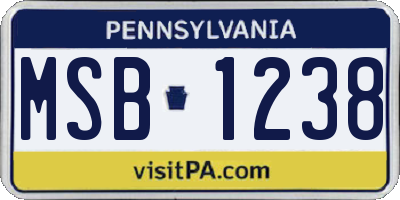 PA license plate MSB1238