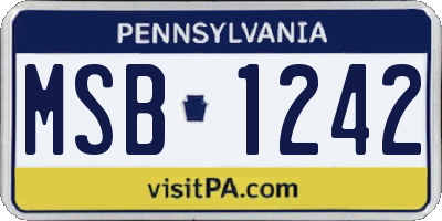 PA license plate MSB1242