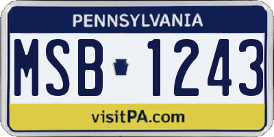 PA license plate MSB1243
