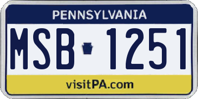 PA license plate MSB1251
