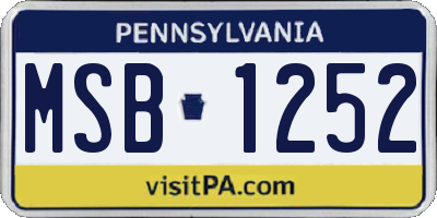 PA license plate MSB1252