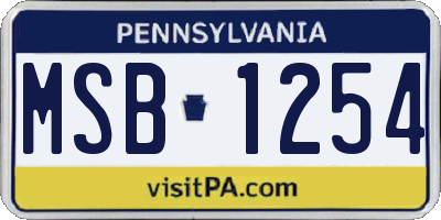 PA license plate MSB1254