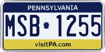 PA license plate MSB1255