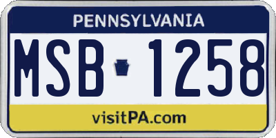 PA license plate MSB1258