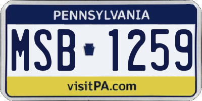 PA license plate MSB1259