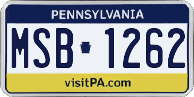 PA license plate MSB1262