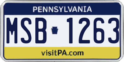 PA license plate MSB1263