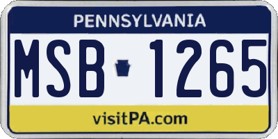 PA license plate MSB1265